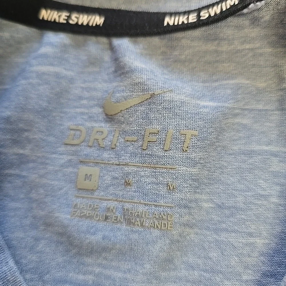 Nike Swim‎ Shirt Mens Medium Blue Dri Fit Swimming Lightweight UPF 40+ Beachy